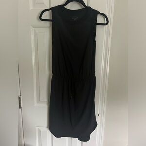 Athleta extra extra small black dress with elastic waist.  Polyester and spandex